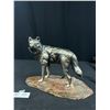 Image 2 : 2 Sculpters, Wolf 8" Tall + 10" Tall Native Man w/ Eagle and Snake