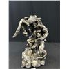 Image 4 : 2 Sculpters, Wolf 8" Tall + 10" Tall Native Man w/ Eagle and Snake