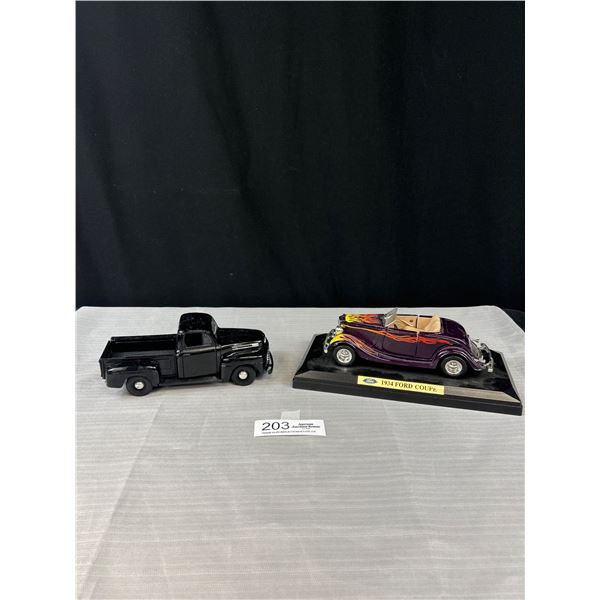 2 1/24th Scale Diecast Cars, 1934 Ford Coop & 1948 Ford Pickup