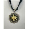 Image 2 : Rare Vintage 800 Silver Framed Genuine Edelweise Flower Pendant w/ Black Silk Band Necklace