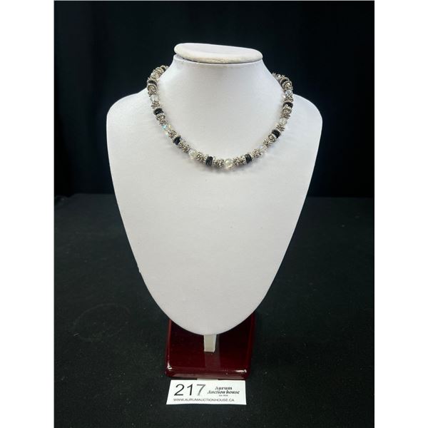 Vintage Silver w/ Crystal Beads Necklace