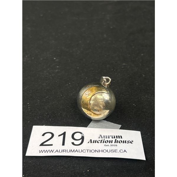 Vintage Sterling Silver, Gold Ringing Harmony Bell Pendant