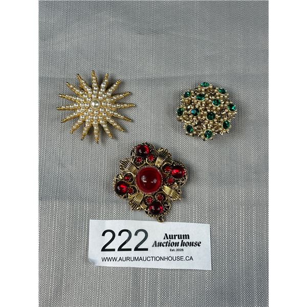 3 Lovely Vintage Brooches