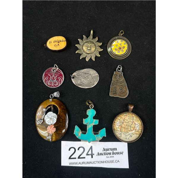 Bag w/ Lot of Vintage Unusual Pendants, Some w/ Gem Stones