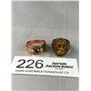 Image 1 : 2 Unusual Vintage Rings, One Hand Painted + One Red Stone