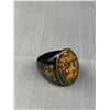 Image 2 : 2 Unusual Vintage Rings, One Hand Painted + One Red Stone
