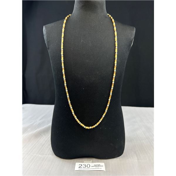 Lovely Vintage Gold Tone Beads + Pearls on Chain Strung Necklace Marked G.F. 29" Length