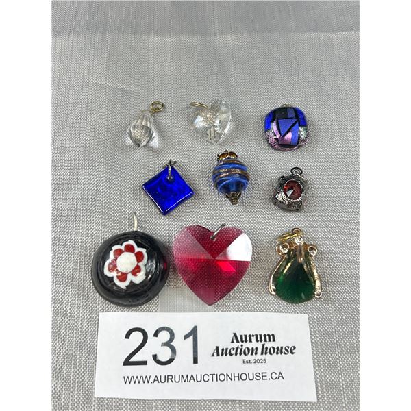 8 Vintage Glass Stone Pendants, Some Very Unique
