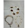Image 4 : Genuine Triple Strand Pearls Necklace, 3 Bracelets + One Ring