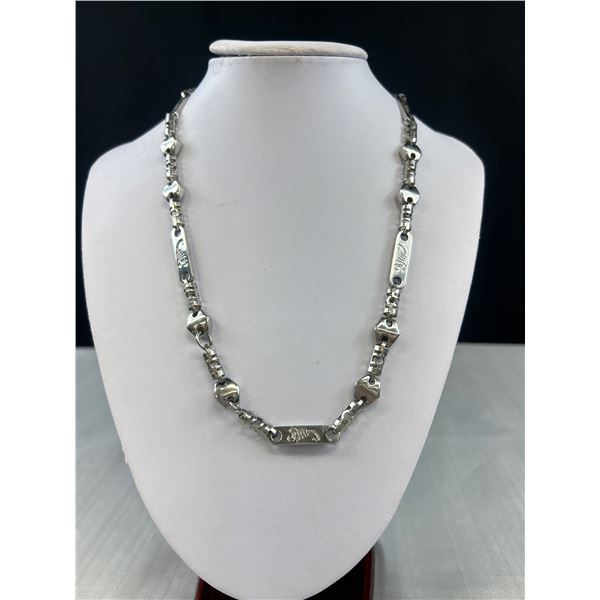 Unusual Stainless Steel Engraved w/ Scropion Design Links Necklace