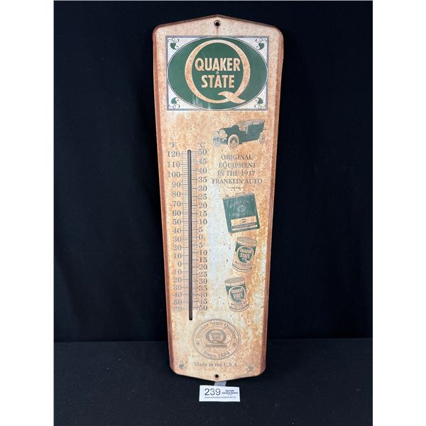 Vintage Quaker State 24" Tall Working Thermometer