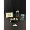 Image 1 : Nice Collectible Lot of Vintage Canning Jars, Drawer Handles and  Small Painting