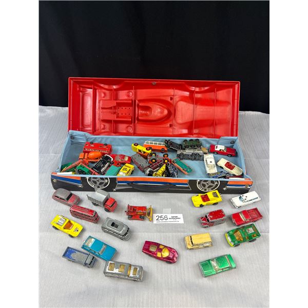 Vintage Racing Car Hotwheels Case, Full of Diecast Cars