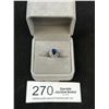Image 1 : Vintage Silver w/ Blue Sapphire Stone Ring, Size 8. In Grey Ring Box