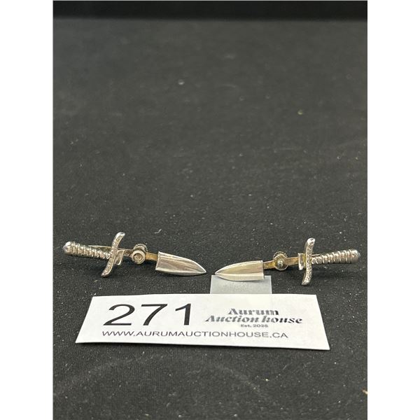 Pair of Vintage Sterling Silver Earrings, Marked Sterling "W" CAA AD 1944, As Found