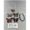 Image 1 : Connection of Vintage Butterfly Brooches, Ring + Bracelet, Some w/ Rhinestones)