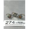Image 1 : 3 Vintage Silver w/ Agate Stones Rings, Adjustible