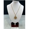 Image 1 : Vintage Gold Tone Coin Design Pendant w/ Chain Necklace