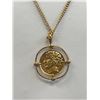 Image 2 : Vintage Gold Tone Coin Design Pendant w/ Chain Necklace