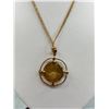 Image 3 : Vintage Gold Tone Coin Design Pendant w/ Chain Necklace