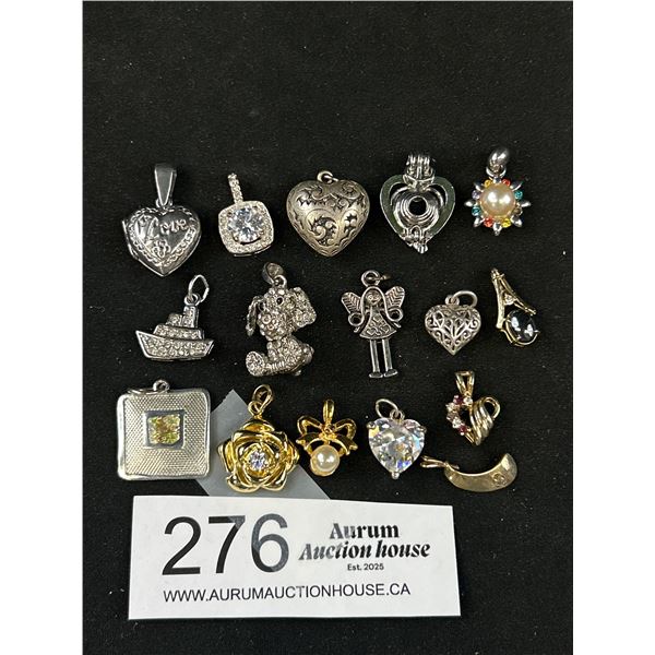 20 Vintage + Modern Gold + Silver Pendants, Some w/ Stones