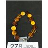 Image 2 : Vintage Hand Crafted Genuine Amber Stone Disks Links Bracelet, Lobster Clasp