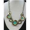 Image 3 : Heavy Vintage Silver Tone w/ Turqouise Necklace 20"-24" L Original Patina