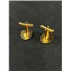 Image 7 : Collection of Gold Tone w/ Enamel Pendant, Cufflinks, Tiebar + Brooches