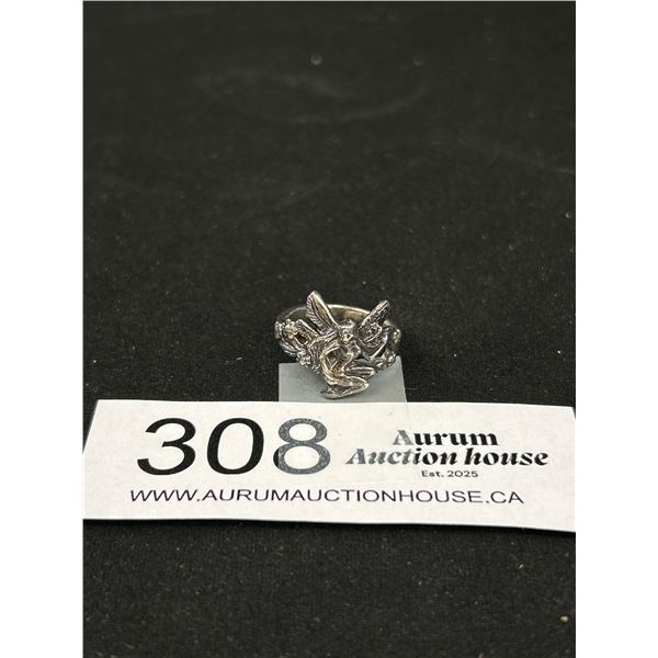 Very Pretty Sterling Angel Ring (Art Nouvaeau Style)