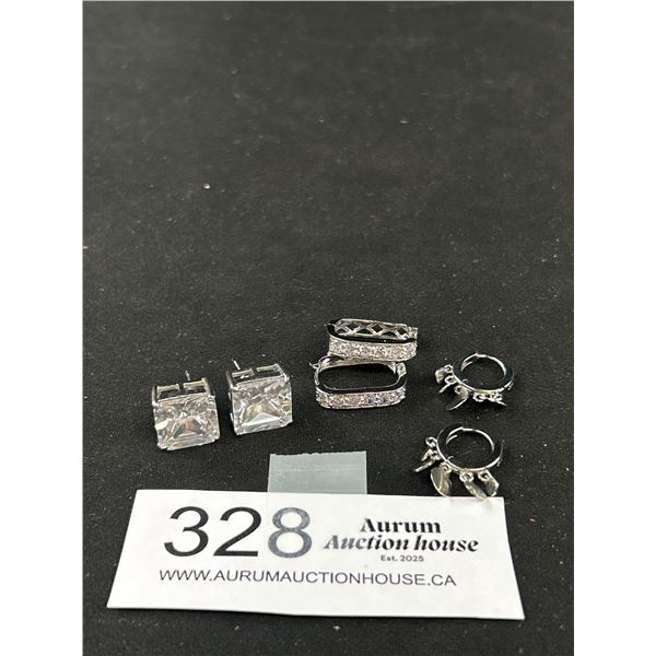 3 Pairs of Silver Plated Earrings, One Marked 925