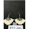 Image 2 : Pair of Vintage Silver/Bone Dingle Fan Design Earrings