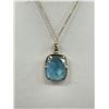 Image 3 : Vintage Gold w/ Blue Faceted Glass Stone Pendant w/ Chain Neck;ace
