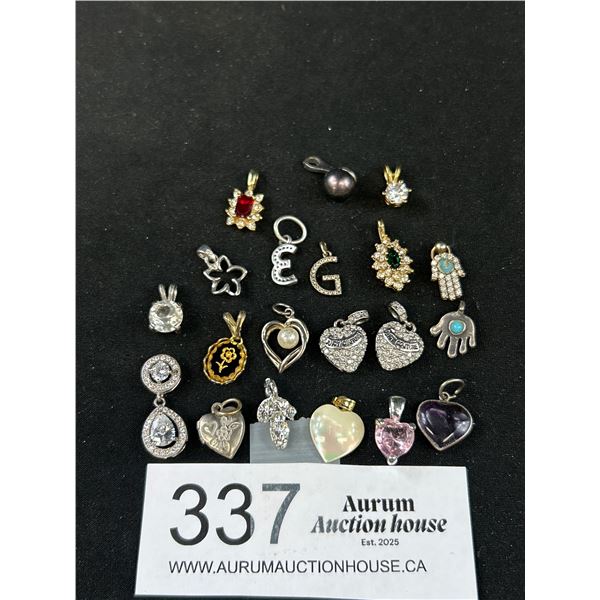 Sterling Silver w/ Blue Ceramic Stone Pendant w/ Chain Necklace