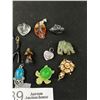Image 3 : 12 Genuine Gem Stones, Pearls, Black Coral, BC Jade Etc, Pendants + Ornaments
