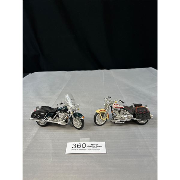 2 Harley Davidson Die Cast Motorcycles, 1/32 Scale