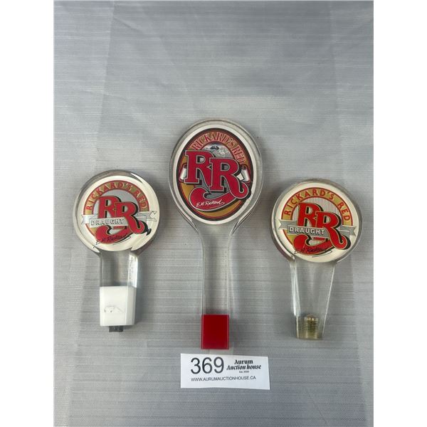 3 Rickards Red Beer Tap Handles, 5" and 8"