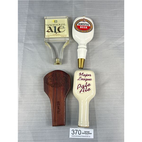 4 Beer Tap Handles, Amstel, Major League, Okanagan Spring, Tradition, Each Approx 6" and 7" Tall