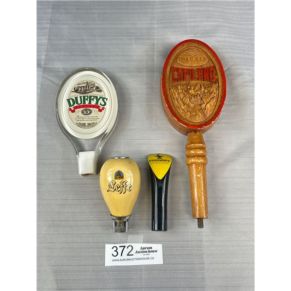 4 Beer Tap Handles Leffe, Capilano, Foundary, Duffys Each Approx 4", 6", 10" Long