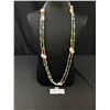 Image 1 : Double Length Rose Quartz Stones + Glass Beads Necklace, 69" Length