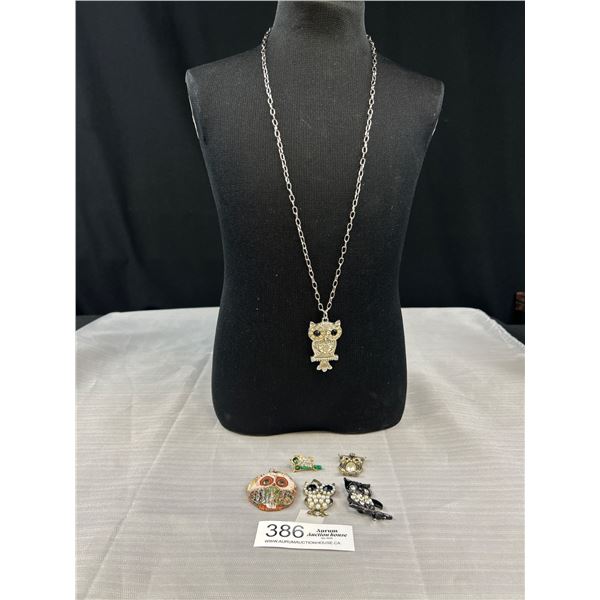 Collection of Vintage Owl Jewelry