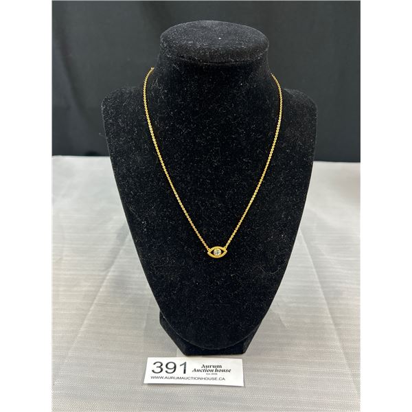 Signed Satya Gold Tone Pendant w/ Chain Necklace, Spiritual