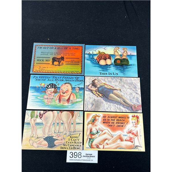 6 Humour Postcards Vintage 1940s-50s