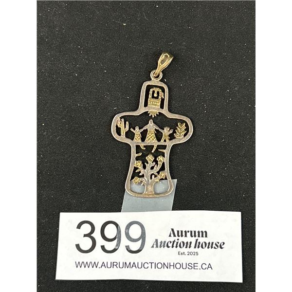 Large Sterling Tree of Life Cross Pendant (Over 2")