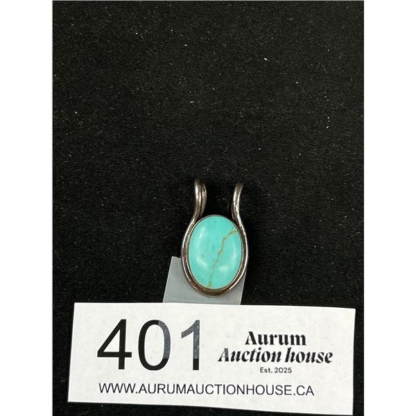 An Excellent Vintage Sterling + Turqouise Pendant