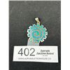Image 1 : Very Nice Large Turqouise Mexican Silver Pendant