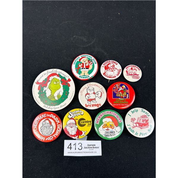 10 Vintage Xmas Badges/Pins