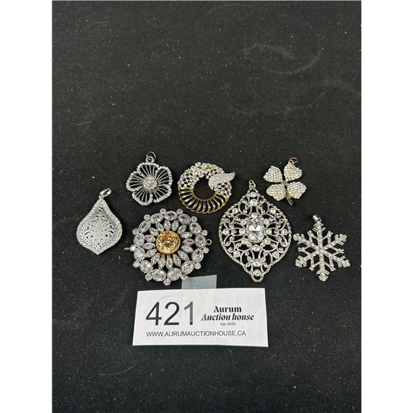 6 Vintage Rhinestone Pendants