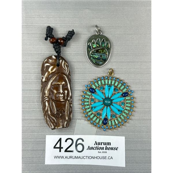 3 Native American Pendants