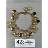 Image 1 : Gold Tone w/ Crystal Beads Charm Bracelet or Anklet