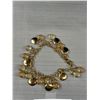 Image 3 : Gold Tone w/ Crystal Beads Charm Bracelet or Anklet